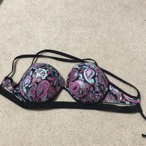 Black Paisley Design Bikini Top